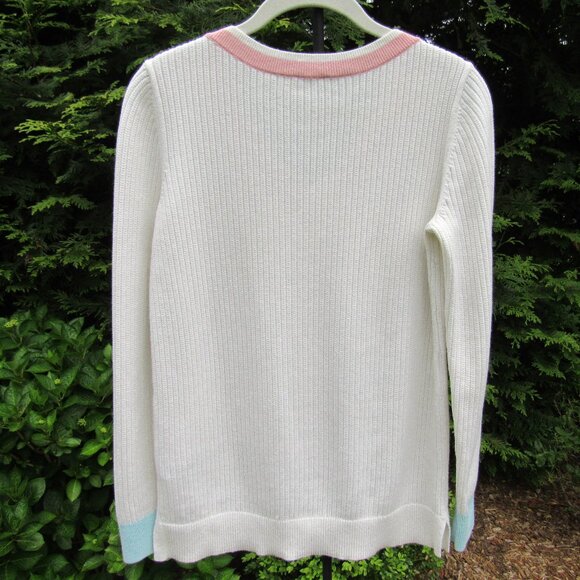 Talbots Long Sleeve Rib-Knit V-Neck Sweater with Side Slits - Picture 3 of 3